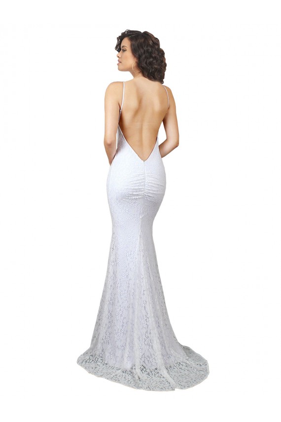 Blanco Sirena Cuello Alto Barrer tren Encaje Vestidos de novia Al Por Mayor