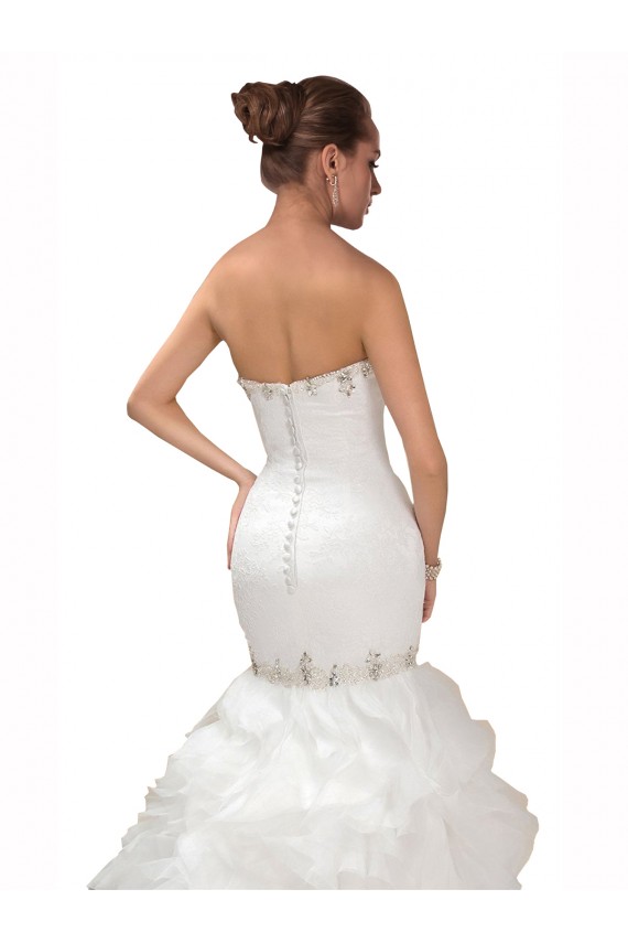 Blanco Sirena Cuello de Corazón Cola capilla Tul Vestidos de novia Al Por Mayor