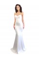 Blanco Sirena Cuello de Corazón Sin tirantes Cuello Alto Crepé Elástico Largo Formales Vestidos de dama de honor / Vestidos de fiesta Al Por Mayor