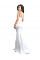 Blanco Sirena Cuello de Corazón Sin tirantes Cuello Alto Crepé Elástico Largo Formales Vestidos de dama de honor / Vestidos de fiesta Al Por Mayor