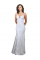 Blanco Sirena Cuello en V Cuello Alto Crepé Elástico Lentejuela Tul Largo Formales Vestidos de dama de honor / Vestidos de fiesta Al Por Mayor