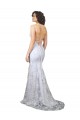 Blanco Sirena Cuello en V Cuello Alto Crepé Elástico Lentejuela Tul Largo Formales Vestidos de dama de honor / Vestidos de fiesta Al Por Mayor