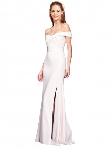 Blanco Sirena Hombros Descubiertos Crepé Elástico Largo Formales Vestidos de dama de honor / Vestidos de fiesta Al Por Mayor