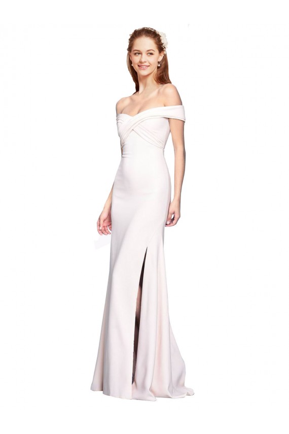 Blanco Sirena Hombros Descubiertos Crepé Elástico Largo Formales Vestidos de dama de honor / Vestidos de fiesta Al Por Mayor