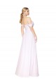 Blanco línea A Hombros Descubiertos Gasa Largo Formales Vestidos de dama de honor / Vestidos de fiesta Al Por Mayor
