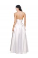 Blanco línea A Sin tirantes Satén elástico Largo Formales Vestidos de dama de honor / Vestidos de fiesta Al Por Mayor