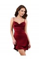 Borgoña Cubierta Midi Satén sedoso Corto Formales Vestidos de dama de honor / Vestidos de fiesta / Vestidos de cóctel Al Por Mayor