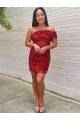 Borgoña Cubierta Un Hombre Corto Lentejuelas Terciopelo Corto Vestidos de fiesta Al Por Mayor