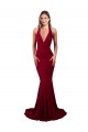 Borgoña Sirena Halter Cuello en V Spandex Largo Formales Vestidos de dama de honor / Vestidos de fiesta Al Por Mayor