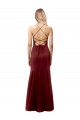 Borgoña oscuro Sirena Halter Cuello Alto Crepé Elástico Largo Formales Vestidos de dama de honor / Vestidos de fiesta Al Por Mayor
