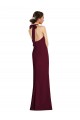 Borgoña oscuro Trompeta Halter Crepé Elástico Largo Vestidos de dama de honor / Vestidos de fiesta Al Por Mayor