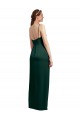 Cazador Verde Columna Tirantes espagueti Cuadrado Satén elástico Largo Formales Vestidos de dama de honor / Vestidos de fiesta Al Por Mayor