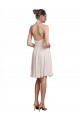 Crema Rosa línea A Halter Cuello en V Gasa Corto Vestidos de dama de honor / Vestidos de cóctel / Vestidos para homecoming Al Por Mayor