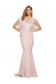 Cubierta Cuello de Corazón Crepé Elástico Tul Largo Formales Vestidos de dama de honor / Vestidos de fiesta Al Por Mayor