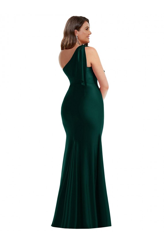 Evergreen Sirena Un Hombre Satén sedoso Largo Formales Vestidos de dama de honor / Vestidos de fiesta Al Por Mayor