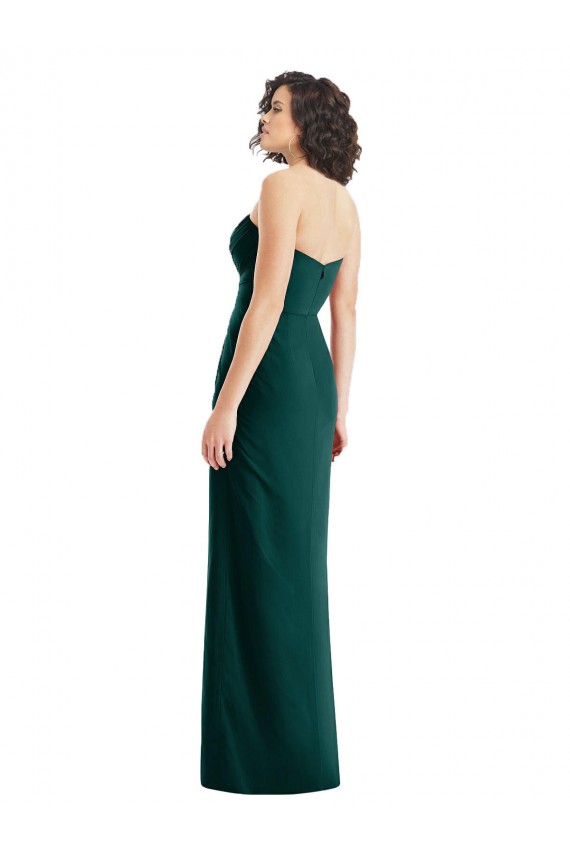 Evergreen línea A Cuello de Corazón Sin tirantes Gasa Largo Vestidos de dama de honor Al Por Mayor