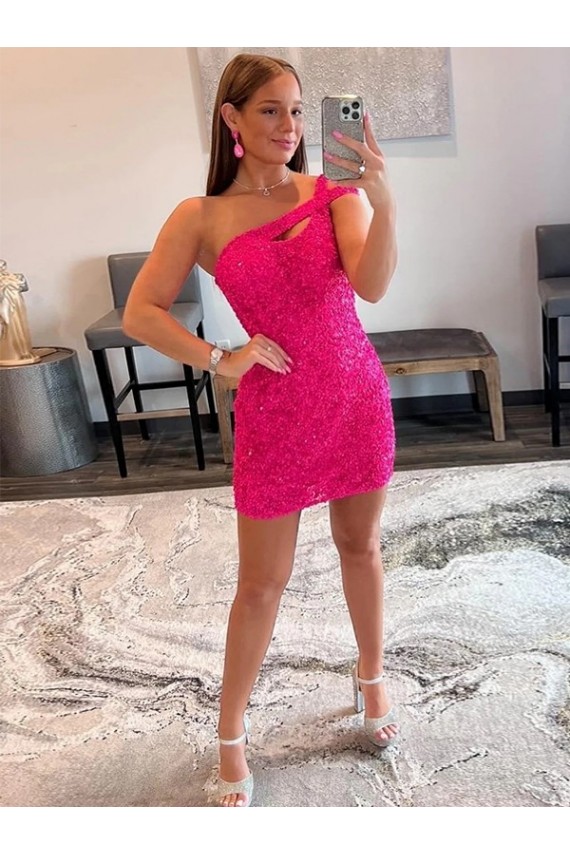 Fucsia Cubierta Un Hombre Corto Lentejuelas Terciopelo Corto Vestidos de fiesta Al Por Mayor