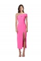 Fucsia Cubierta Un Hombre Midi Crepé Elástico Largo Formales Vestidos de dama de honor / Vestidos de fiesta / Vestidos de cóctel Al Por Mayor