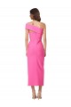 Fucsia Cubierta Un Hombre Midi Crepé Elástico Largo Formales Vestidos de dama de honor / Vestidos de fiesta / Vestidos de cóctel Al Por Mayor