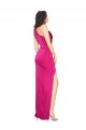 Fucsia Cubierta Un Hombre Satén sedoso Largo Formales Vestidos de dama de honor / Vestidos de fiesta Al Por Mayor