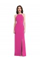 Fucsia Trompeta Halter Cuello Alto Crepé Elástico Largo Formales Vestidos de dama de honor / Vestidos de fiesta Al Por Mayor