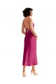 Fucsia línea A Cuello en V Midi Satén elástico Corto Formales Vestidos de dama de honor / Vestidos de fiesta / Vestidos de cóctel Al Por Mayor