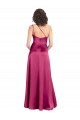 Fucsia línea A Un Hombre Satén elástico Largo Formales Vestidos de dama de honor / Vestidos de fiesta Al Por Mayor