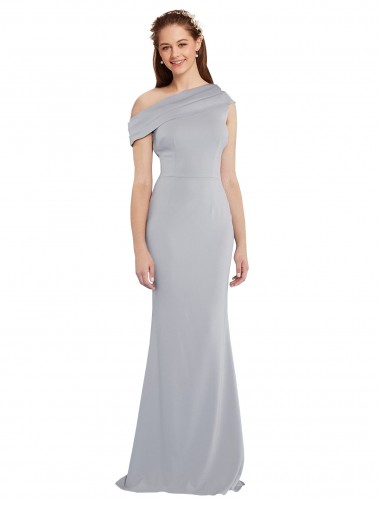 Gris 24 Sirena Un Hombre Crepé Elástico Largo Formales Vestidos de dama de honor / Vestidos de fiesta Al Por Mayor