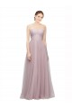 Light Lilac línea A Cuello de Corazón Tul Encaje Largo Vestidos de dama de honor Al Por Mayor