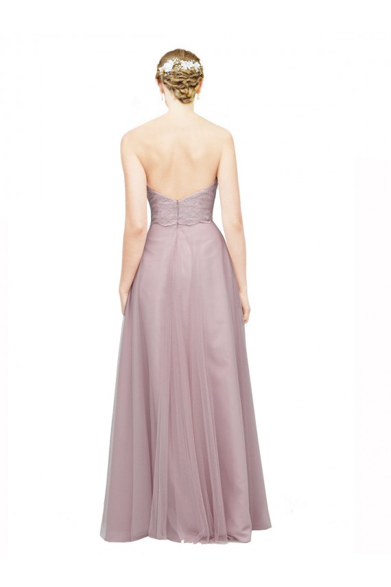 Light Lilac línea A Cuello de Corazón Tul Encaje Largo Vestidos de dama de honor Al Por Mayor