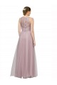 Light Lilac línea A Cuello de Corazón Tul Encaje Largo Vestidos de dama de honor Al Por Mayor
