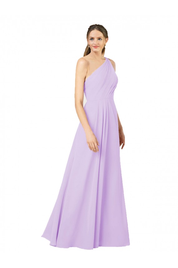 Lila Cubierta Un Hombre Gasa Largo Formales Vestidos de dama de honor / Vestidos de noche Al Por Mayor