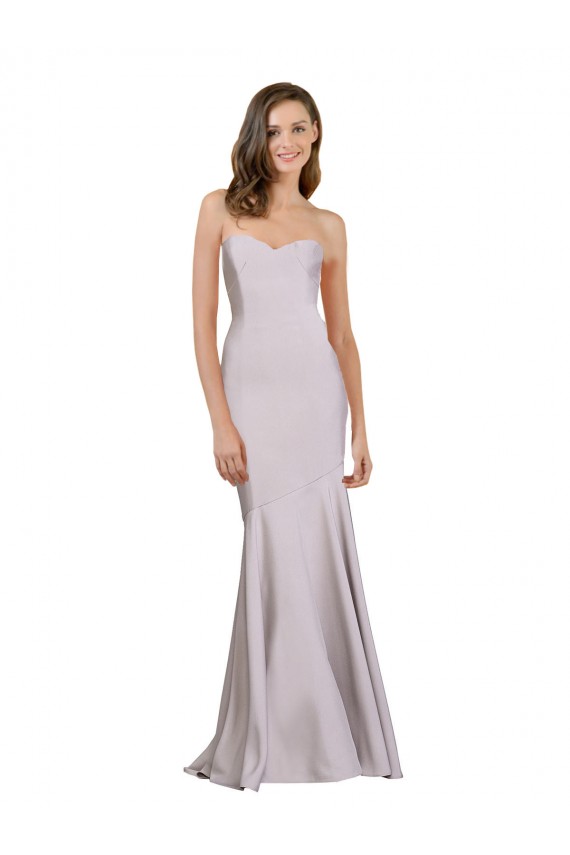 Lila ártica Sirena Sin tirantes Crepé Elástico Largo Vestidos de dama de honor / Vestidos de fiesta Al Por Mayor