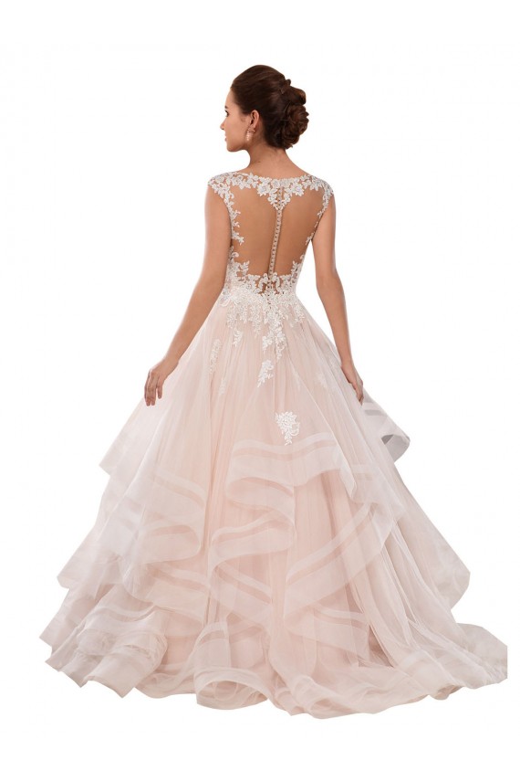 Marfil & Champán Cuello de Corazón Cola capilla Tul Encaje Vestidos de novia Al Por Mayor