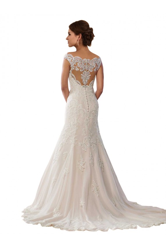 Marfil & Champán Sirena Hombros Descubiertos Cola capilla Encaje Boho Vestidos de novia Al Por Mayor