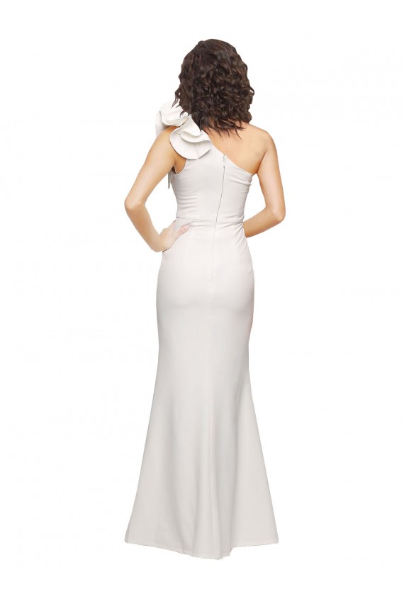 Marfil Cubierta Un Hombre Crepé Elástico Largo Formales Vestidos de dama de honor / Vestidos de fiesta Al Por Mayor