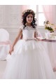 Marfil Cuello de Corazón Tul Encaje Largo vestidos de niña de las flores Al Por Mayor