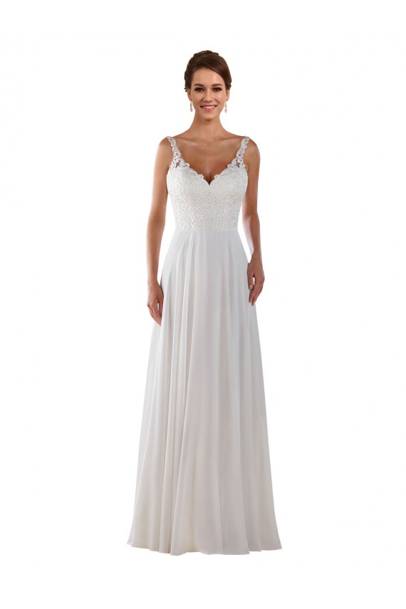 Marfil línea A Cuello de Corazón Cola capilla Gasa Clásico Boho Vestidos de novia Al Por Mayor