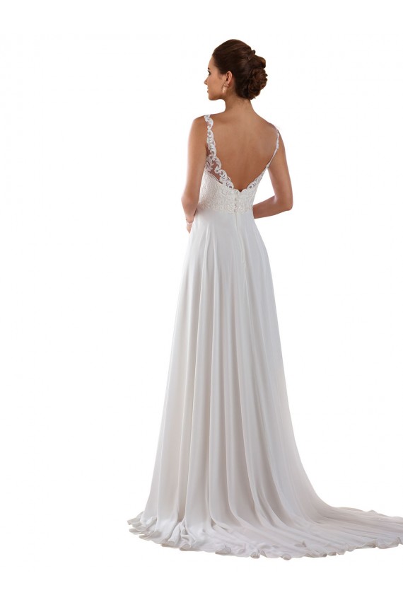 Marfil línea A Cuello de Corazón Cola capilla Gasa Clásico Boho Vestidos de novia Al Por Mayor