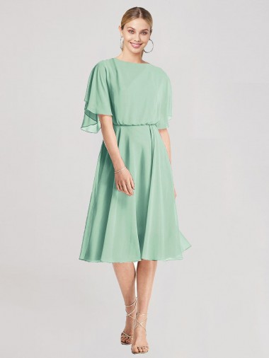 Menta Verde línea A Gasa Corto Vestidos de dama de honor Al Por Mayor