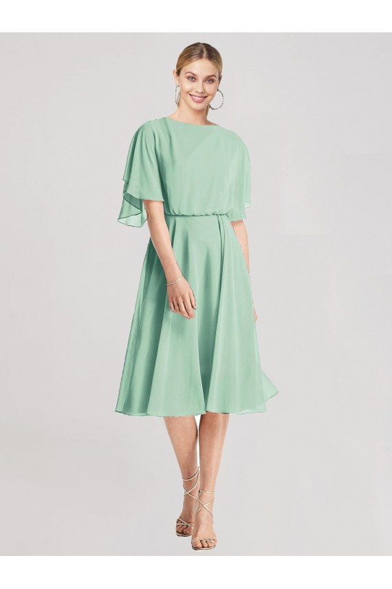 Menta Verde línea A Gasa Corto Vestidos de dama de honor Al Por Mayor