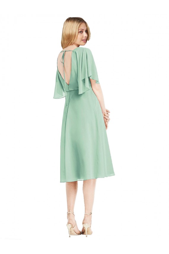 Menta Verde línea A Gasa Corto Vestidos de dama de honor Al Por Mayor