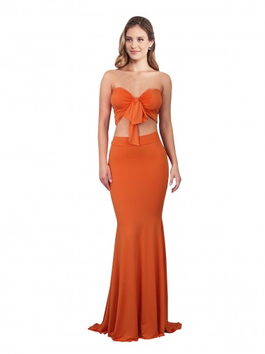 Naranja Sirena Sin tirantes Spandex Largo Formales Vestidos de dama de honor / Vestidos de fiesta Al Por Mayor