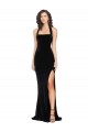 Negro Cubierta Halter Cuello Alto Terciopelo Elástico Largo Vestidos de dama de honor / Vestidos de fiesta Al Por Mayor
