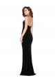 Negro Cubierta Halter Cuello Alto Terciopelo Elástico Largo Vestidos de dama de honor / Vestidos de fiesta Al Por Mayor