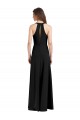 Negro Cubierta Halter Cuello en V Crepé Elástico Largo Formales Vestidos de dama de honor / Vestidos de fiesta Al Por Mayor