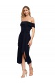 Negro Cubierta Hombros Descubiertos Cuadrado Midi Crepé Elástico Corto Formales Vestidos de dama de honor / Vestidos de fiesta / Vestidos de cóctel Al Por Mayor