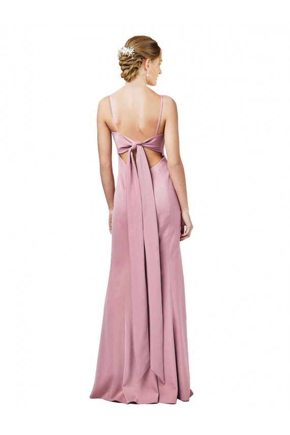 Negro Cubierta Tirantes espagueti Cuadrado Crepé Elástico Largo Formales Vestidos de dama de honor / Vestidos de fiesta Al Por Mayor