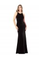 Negro Cubierta Tirantes espagueti Cuello joya Terciopelo Elástico Largo Formales Vestidos de dama de honor / Vestidos de fiesta Al Por Mayor
