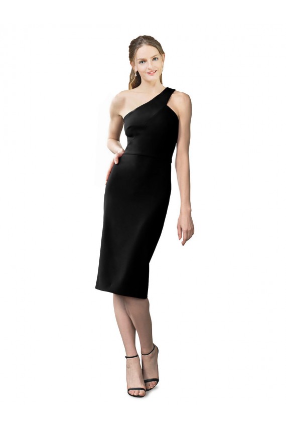Negro Cubierta Un Hombre Cóctel Crepé Elástico Corto Formales Vestidos de dama de honor / Vestidos de fiesta / Vestidos de cóctel Al Por Mayor